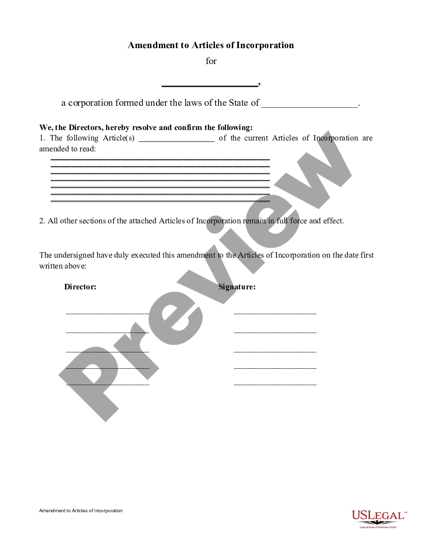 Articles of Incorporation Amendment Articles Of Amendment Template