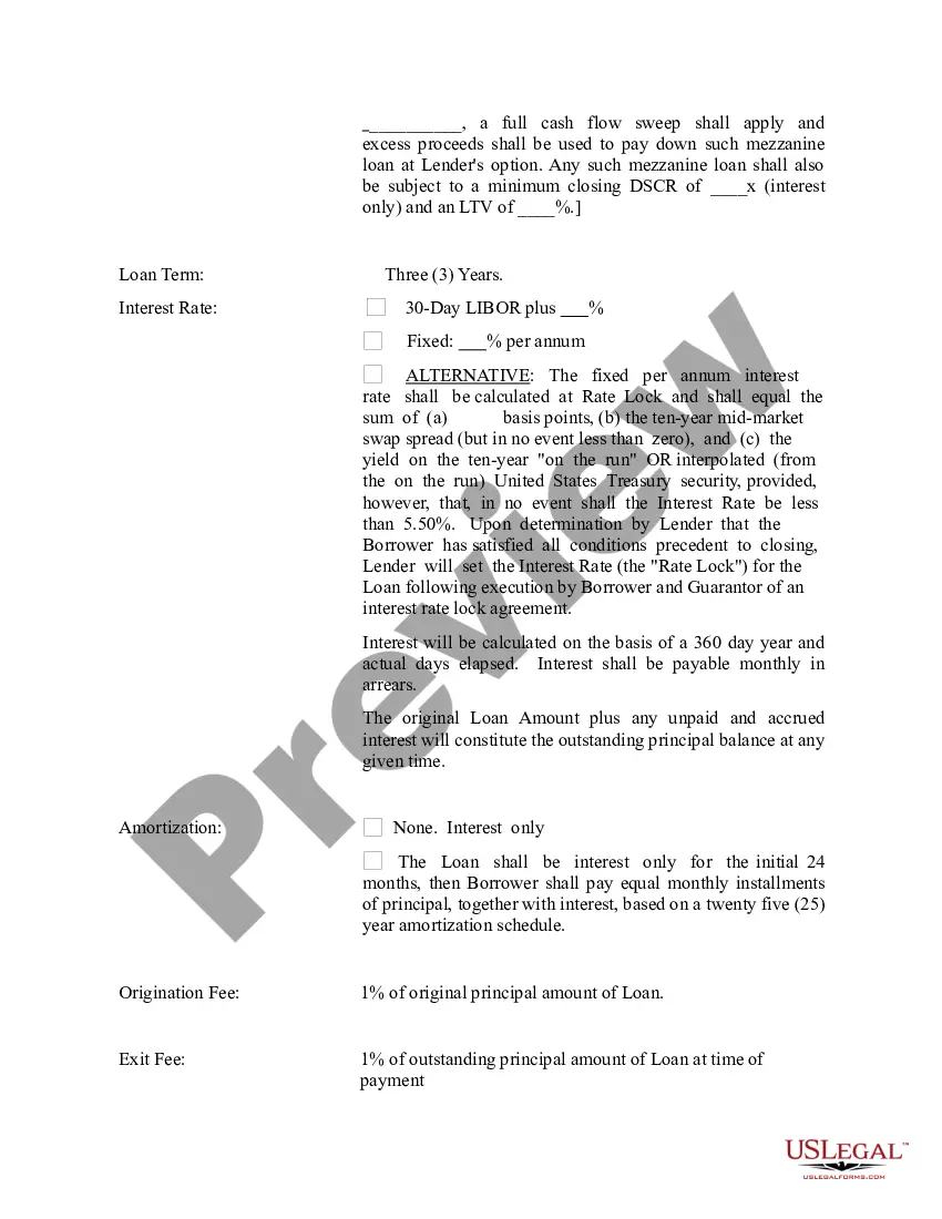 Get Loan Term Sheet Preview Loan Term Sheet