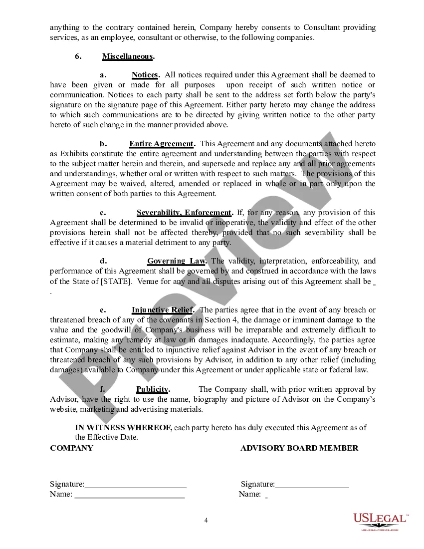 Get Advisory Board Agreement Preview Advisory Board Agreement