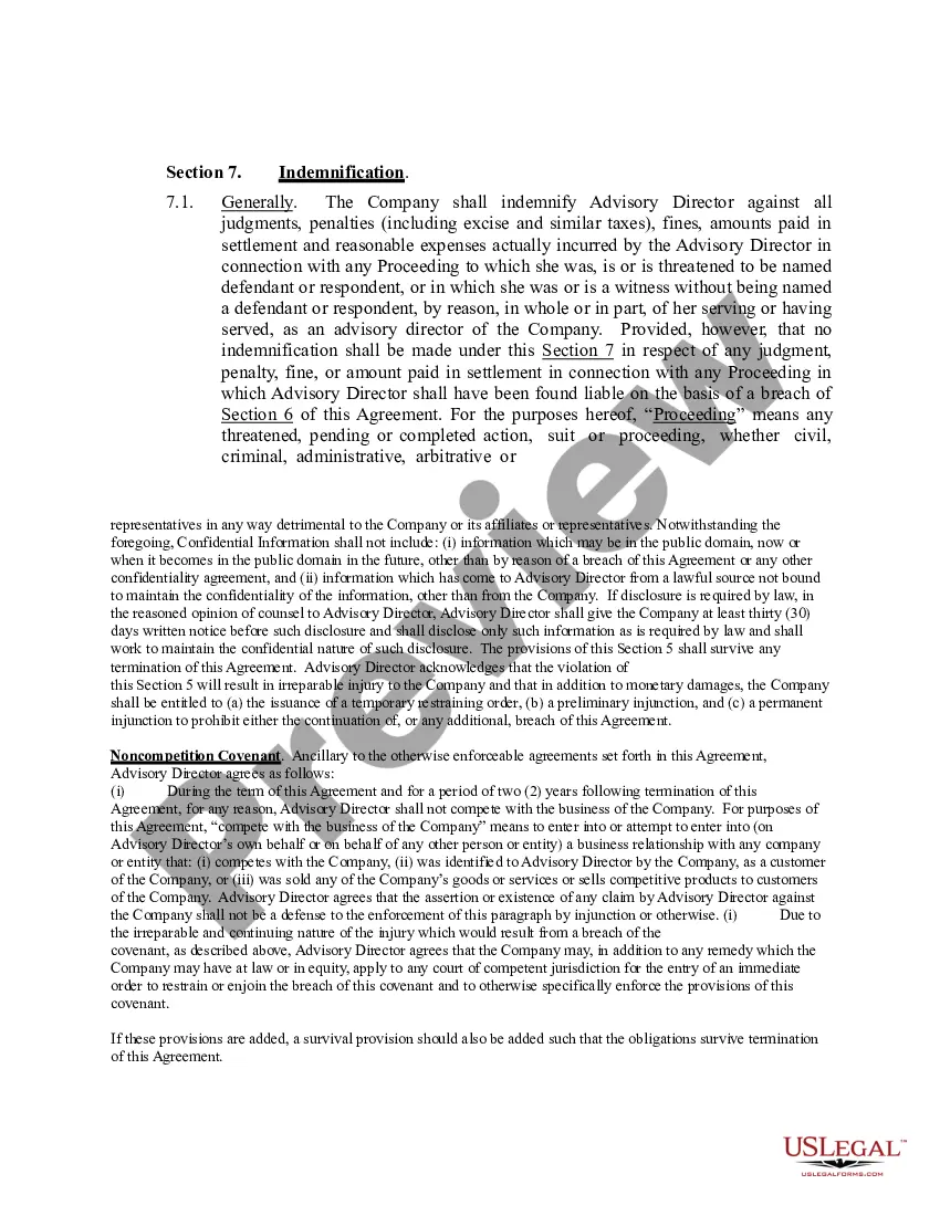 Preview Advisory Board Member Consulting Agreement