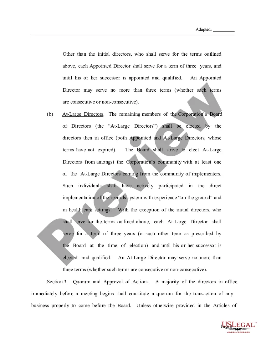 Preview Action by Written Consent in Lieu of Organizational Meeting 