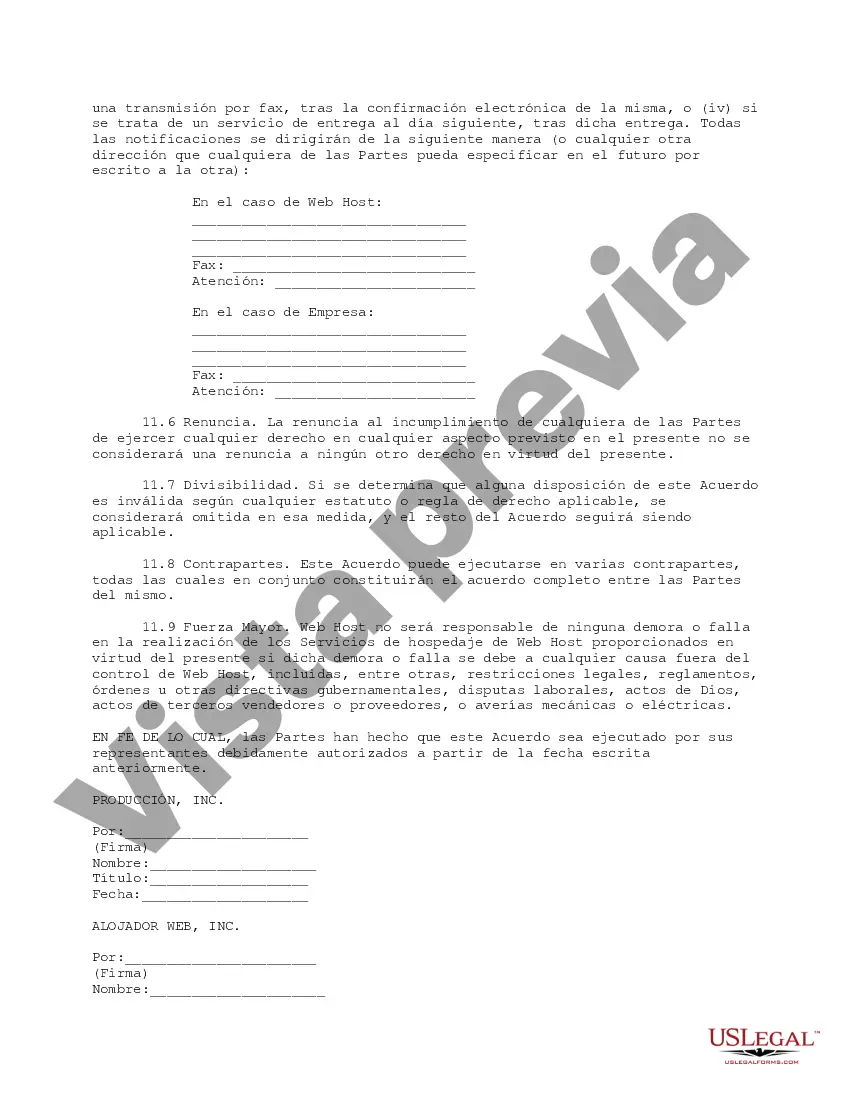 Preview Acuerdo de alojamiento web