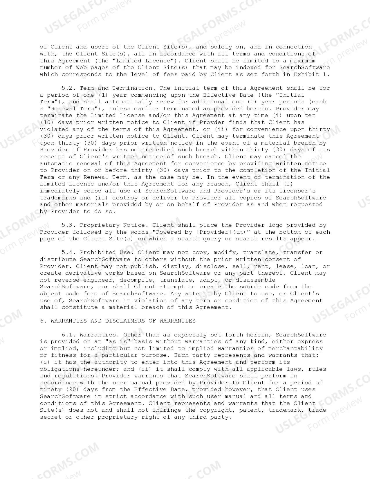 Preview Search Engine Services Agreement