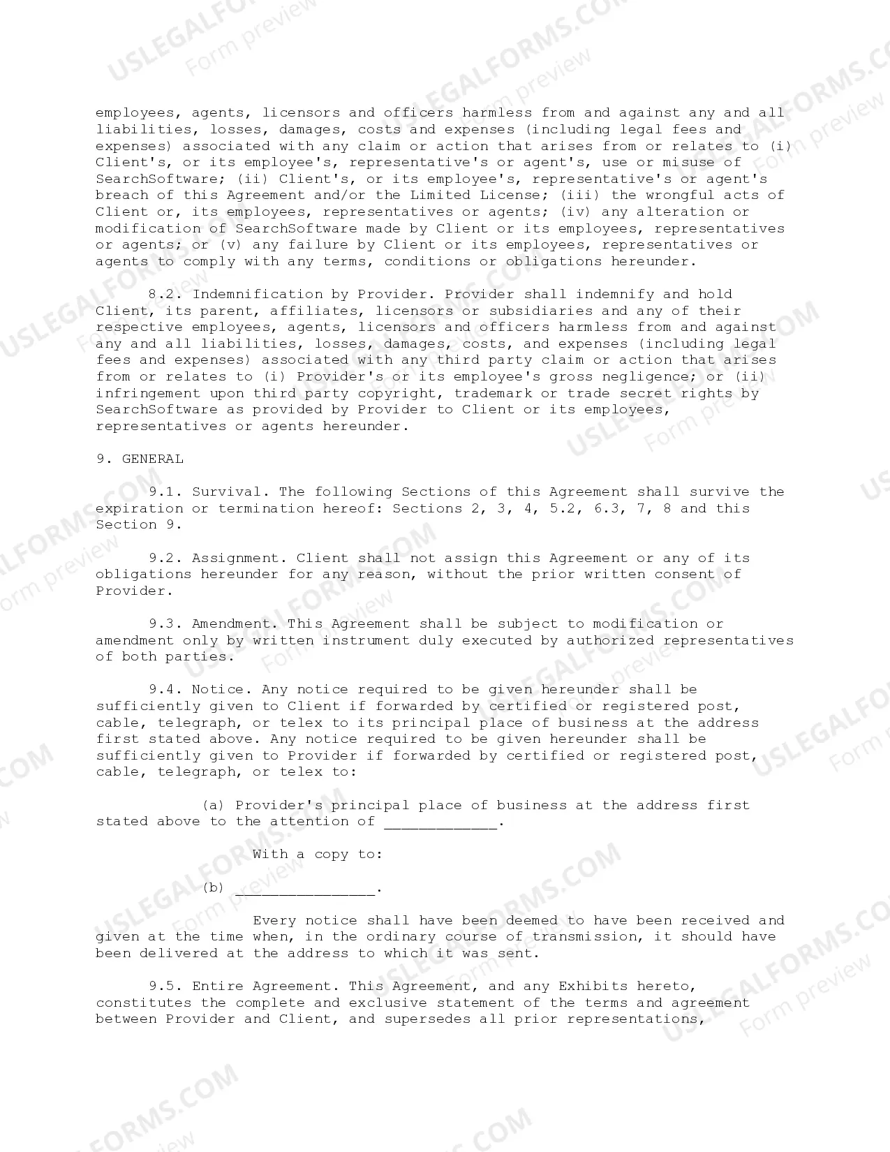 Preview Search Engine Services Agreement