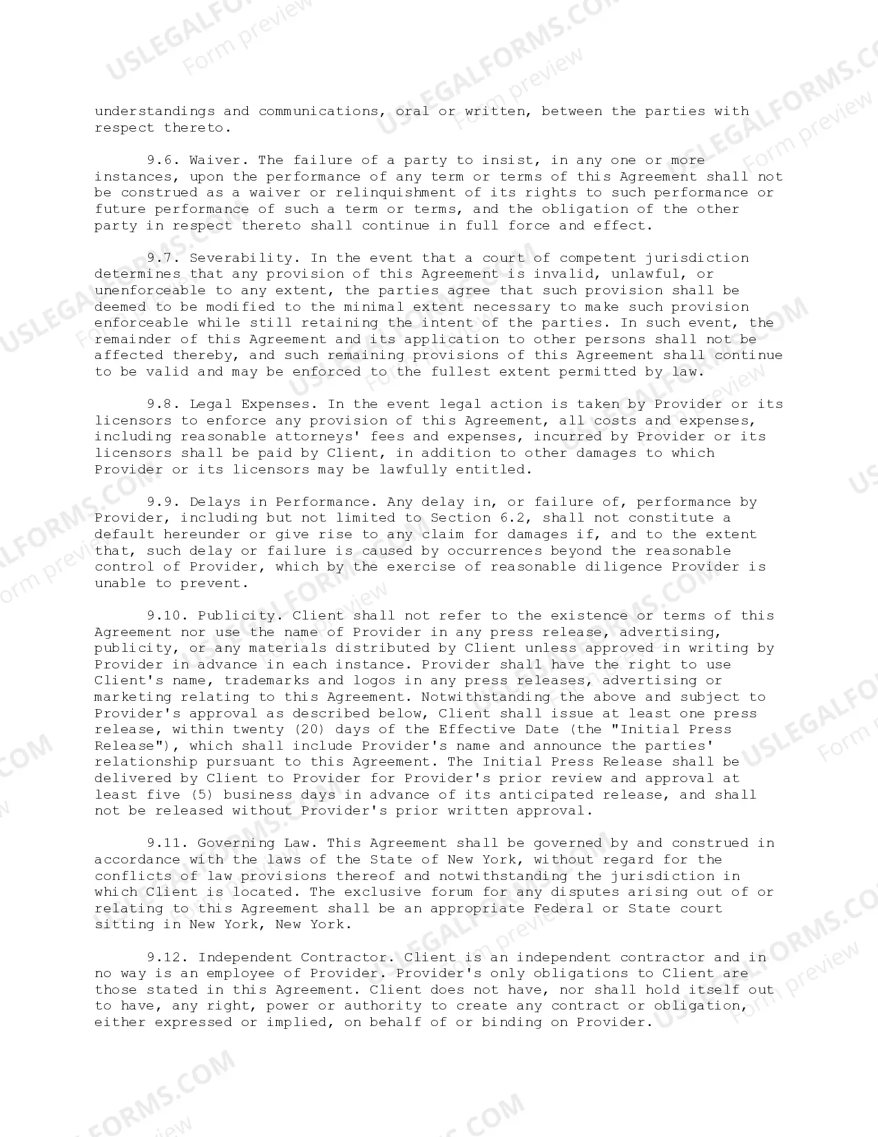 Preview Search Engine Services Agreement