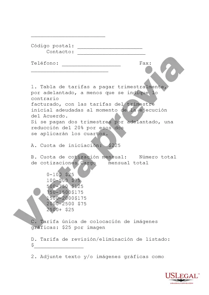 Preview Acuerdo de sitio de Internet minorista
