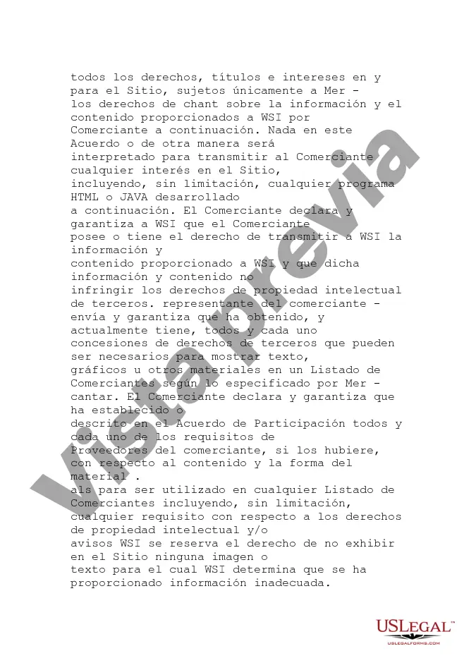 Preview Acuerdo de sitio de Internet minorista