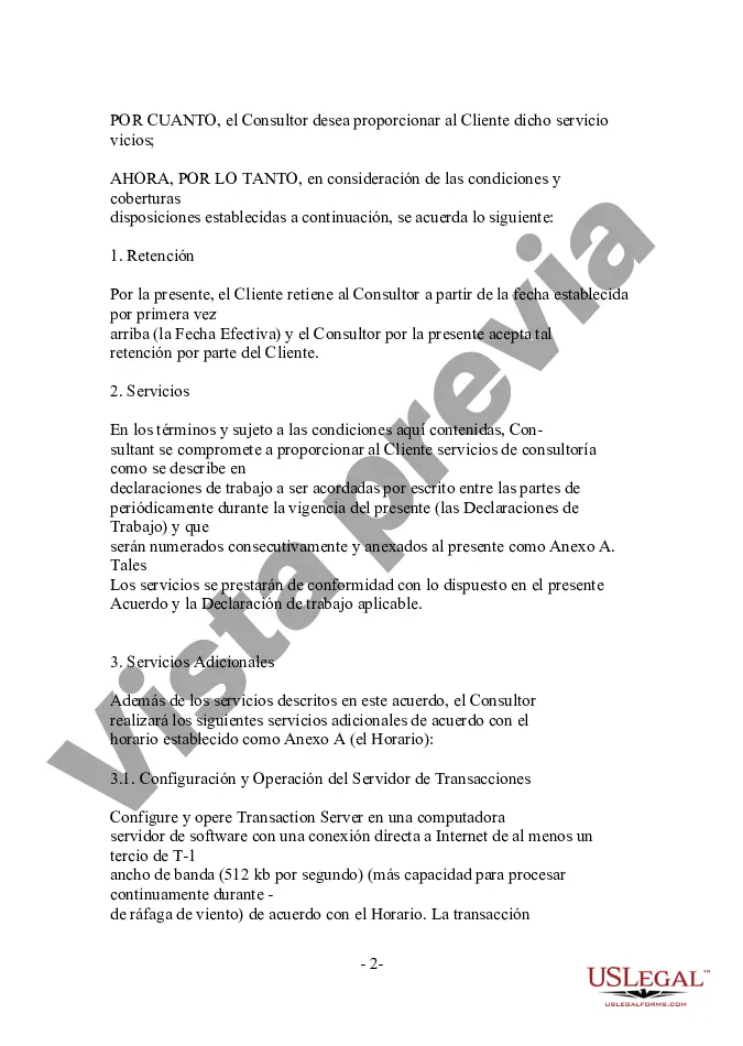 Get Acuerdo de servicio y desarrollo de sitio web orientado al cliente para consultor informático Preview Acuerdo de servicio y desarrollo de sitio web orientado al cliente para consultor informático