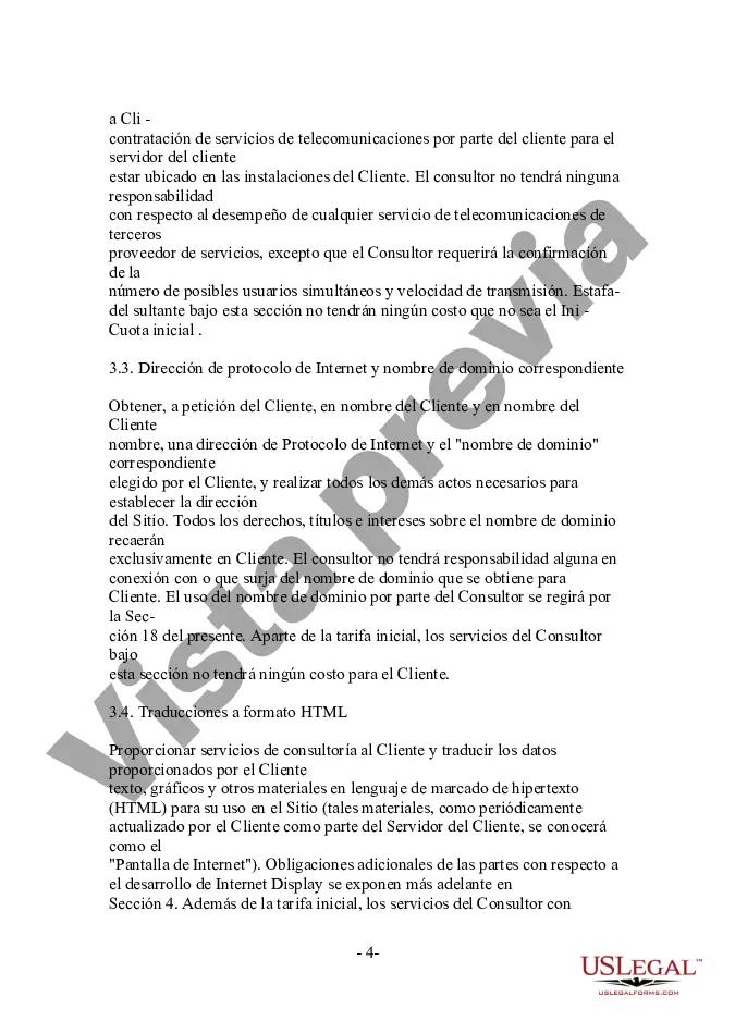 Get Acuerdo de servicio y desarrollo de sitio web orientado al cliente para consultor informático Preview Acuerdo de servicio y desarrollo de sitio web orientado al cliente para consultor informático