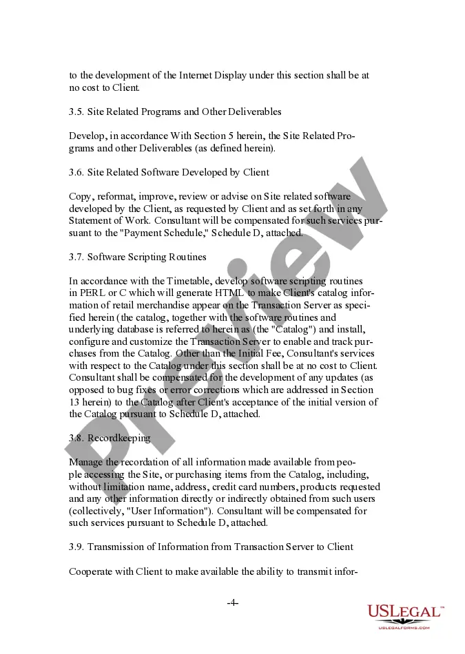 Preview Client Oriented Website Development and Service Agreement for Computer Consultant