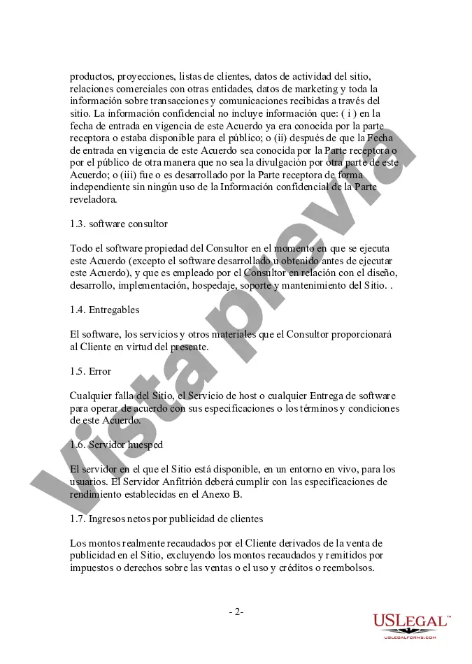 Preview Acuerdo de servicio de sitio web minorista