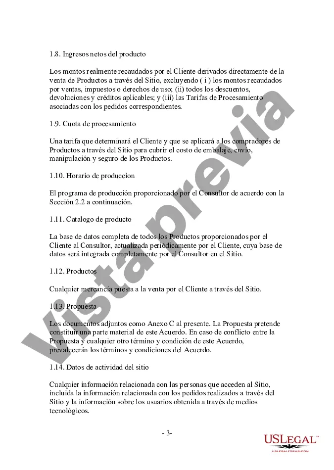 Preview Acuerdo de servicio de sitio web minorista