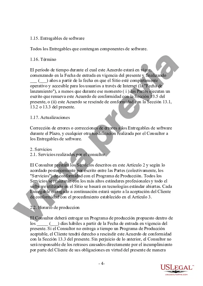 Preview Acuerdo de servicio de sitio web minorista