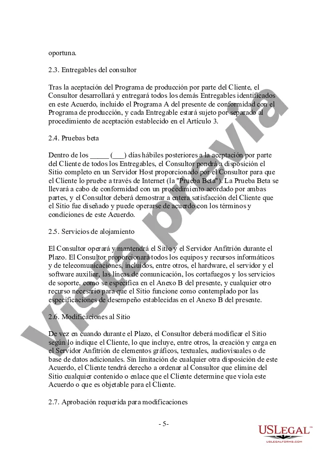 Preview Acuerdo de servicio de sitio web minorista