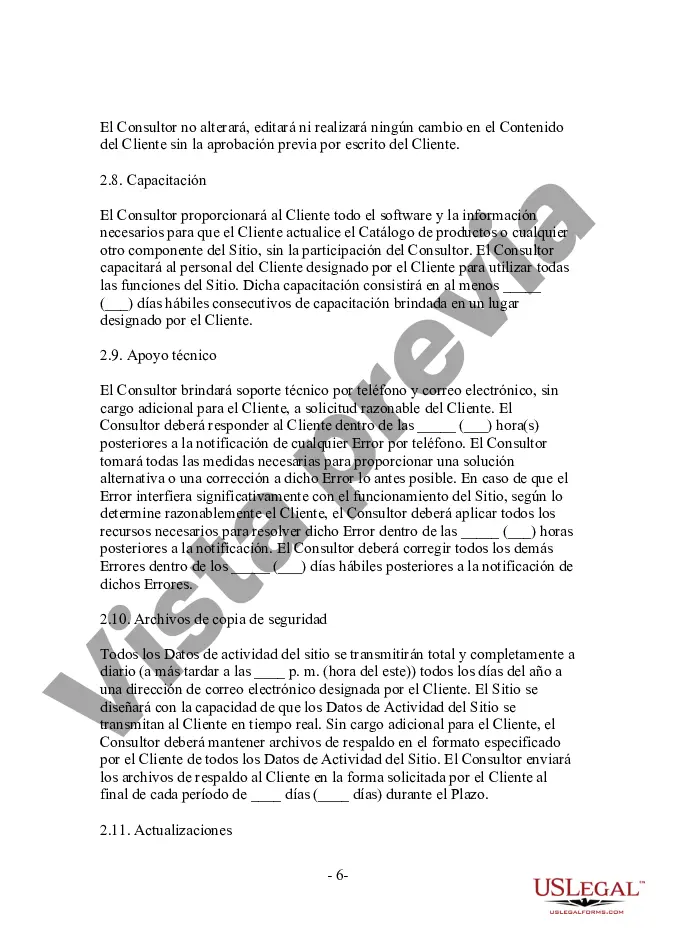 Preview Acuerdo de servicio de sitio web minorista