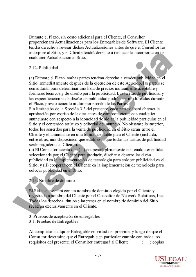 Preview Acuerdo de servicio de sitio web minorista