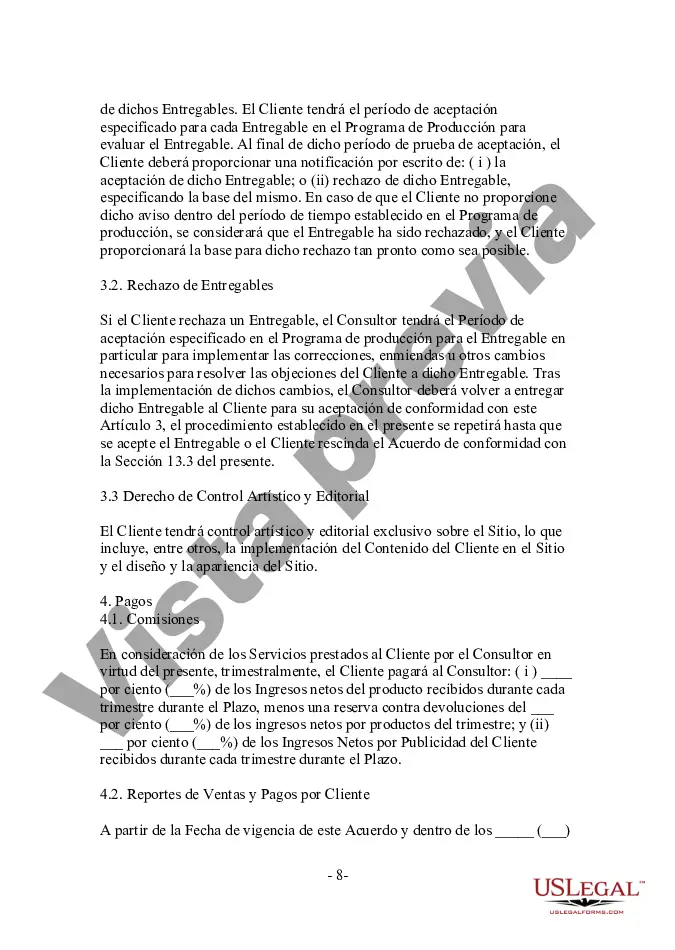 Preview Acuerdo de servicio de sitio web minorista