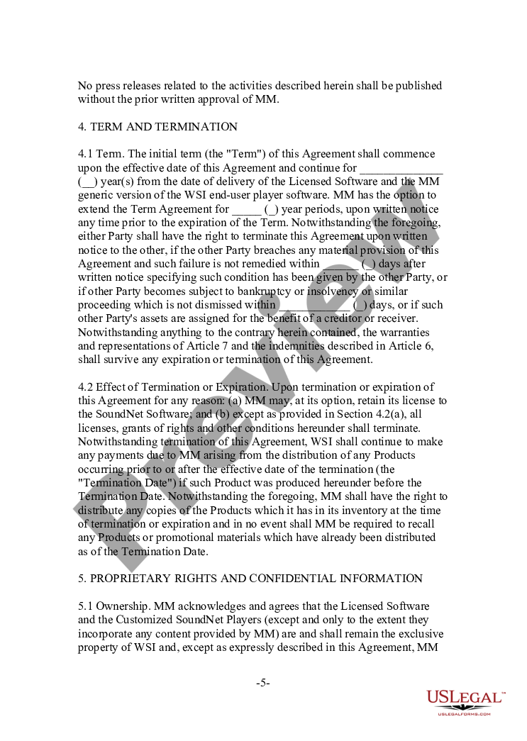 page 4 Internet Music Distribution and Marketing Agreement preview