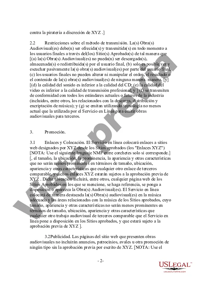 Preview Formulario - Streaming Audiovisual - Contrato de Licencia de Descarga