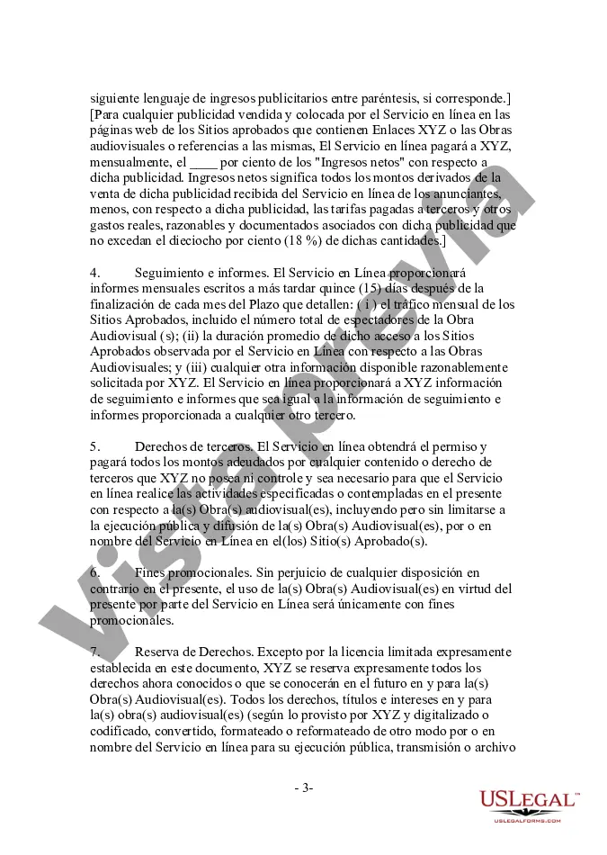 Preview Formulario - Streaming Audiovisual - Contrato de Licencia de Descarga