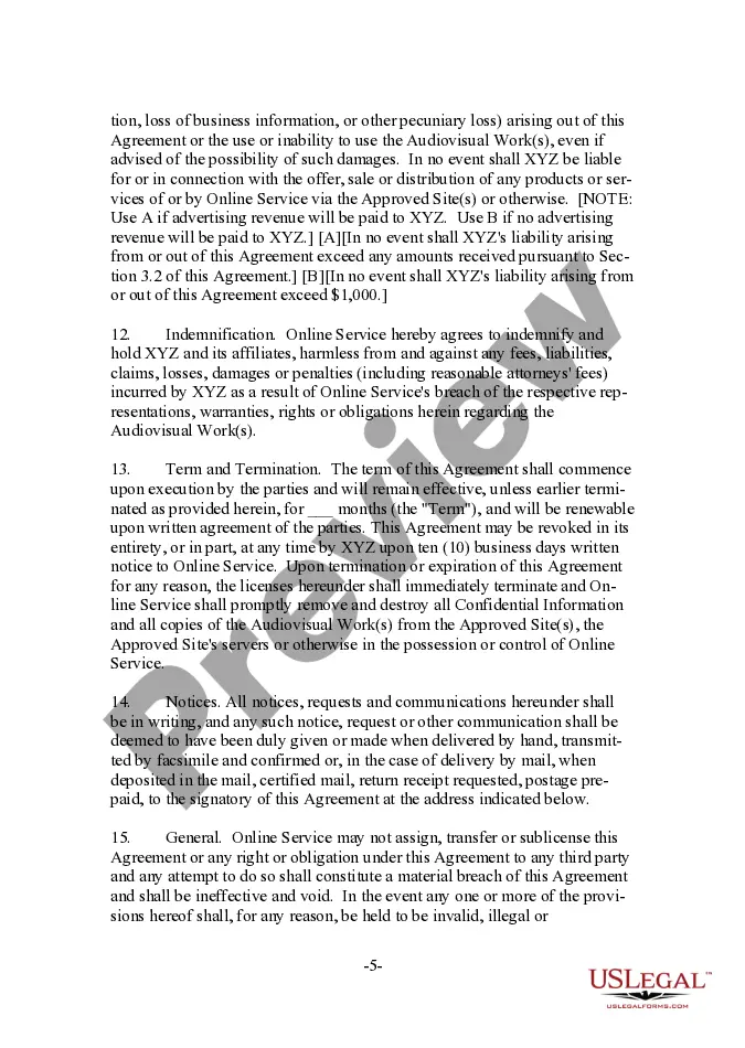 Get Form - Audiovisual Streaming - Downloading License Agreement Preview Form - Audiovisual Streaming - Downloading License Agreement