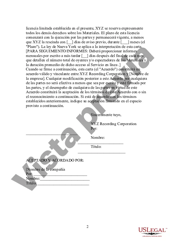 Preview Formulario - Acuerdo de Streaming Audiovisual Orientado al Licenciatario Formulario Corto