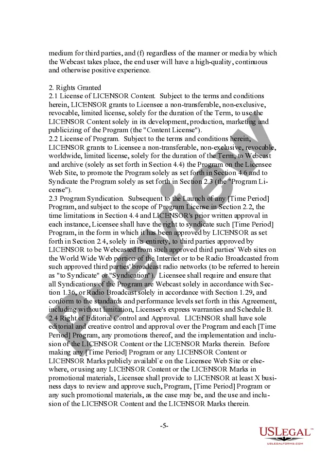 Preview Form - Content Provider Oriented Webcasting and Radio Broadcast Agreement