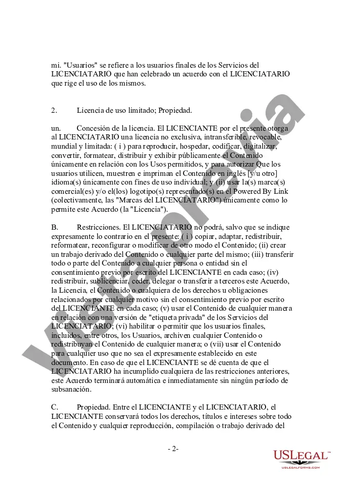 Preview Formulario - Acuerdo de distribución y licencia de contenido inalámbrico orientado al proveedor de contenido