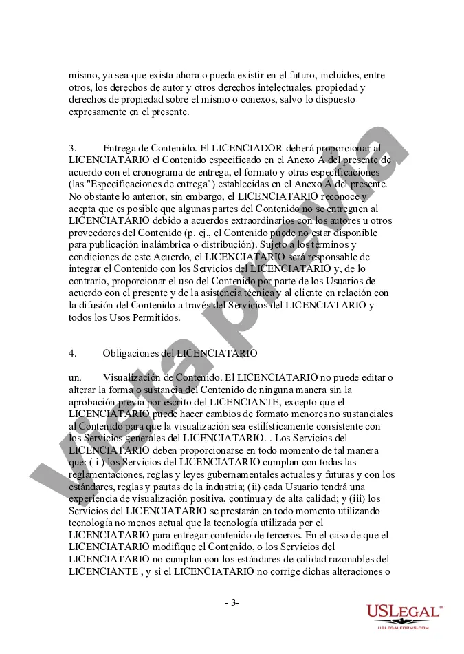 Preview Formulario - Acuerdo de distribución y licencia de contenido inalámbrico orientado al proveedor de contenido