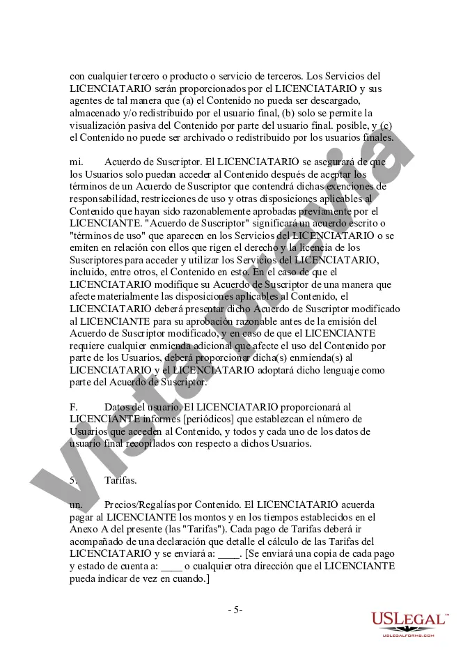Preview Formulario - Acuerdo de distribución y licencia de contenido inalámbrico orientado al proveedor de contenido
