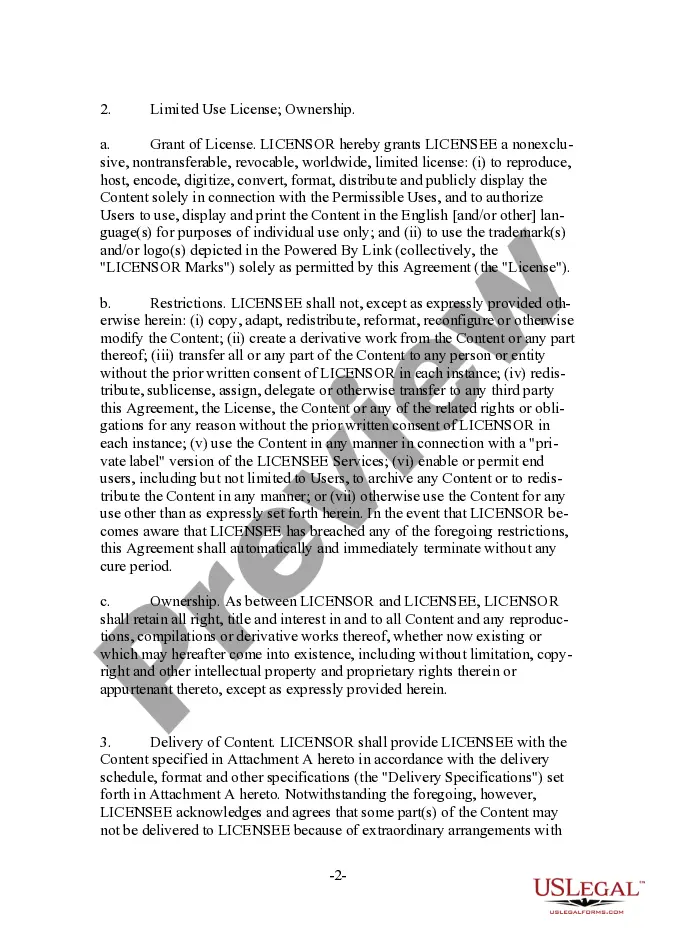 Preview Form - Content Provider Oriented Wireless Content License and Distribution Agreement