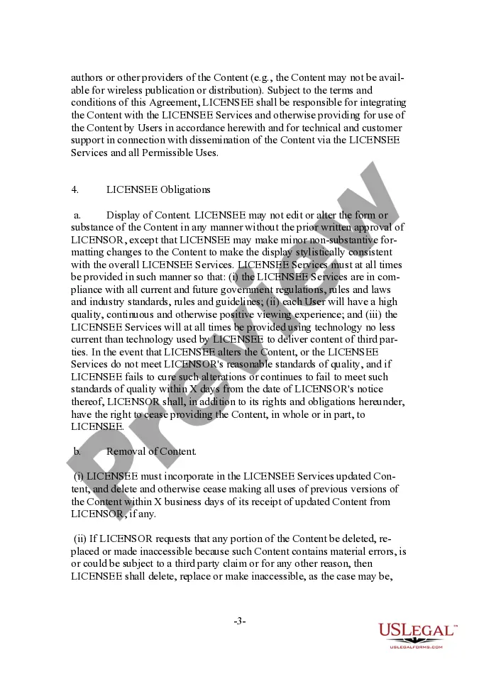 Preview Form - Content Provider Oriented Wireless Content License and Distribution Agreement