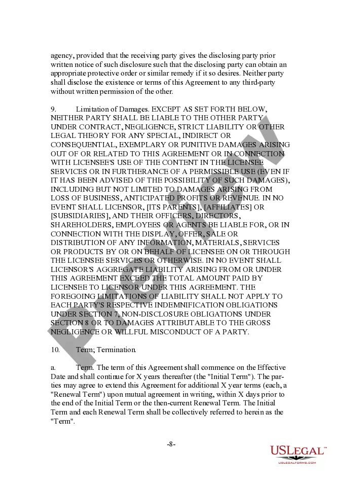 Preview Form - Content Provider Oriented Wireless Content License and Distribution Agreement