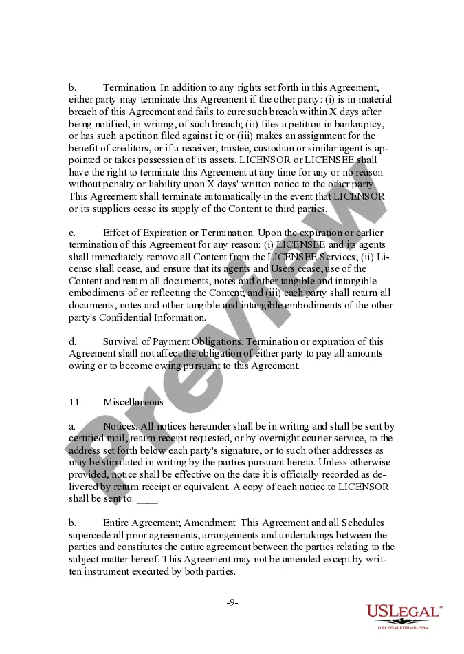 Preview Form - Content Provider Oriented Wireless Content License and Distribution Agreement