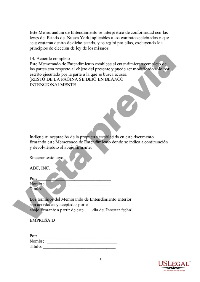 Preview Memorándum de entendimiento para la empresa conjunta de comercio electrónico ABC, Inc.