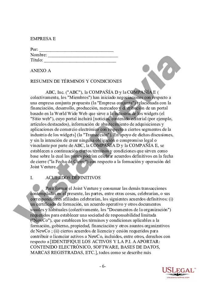 Preview Memorándum de entendimiento para la empresa conjunta de comercio electrónico ABC, Inc.