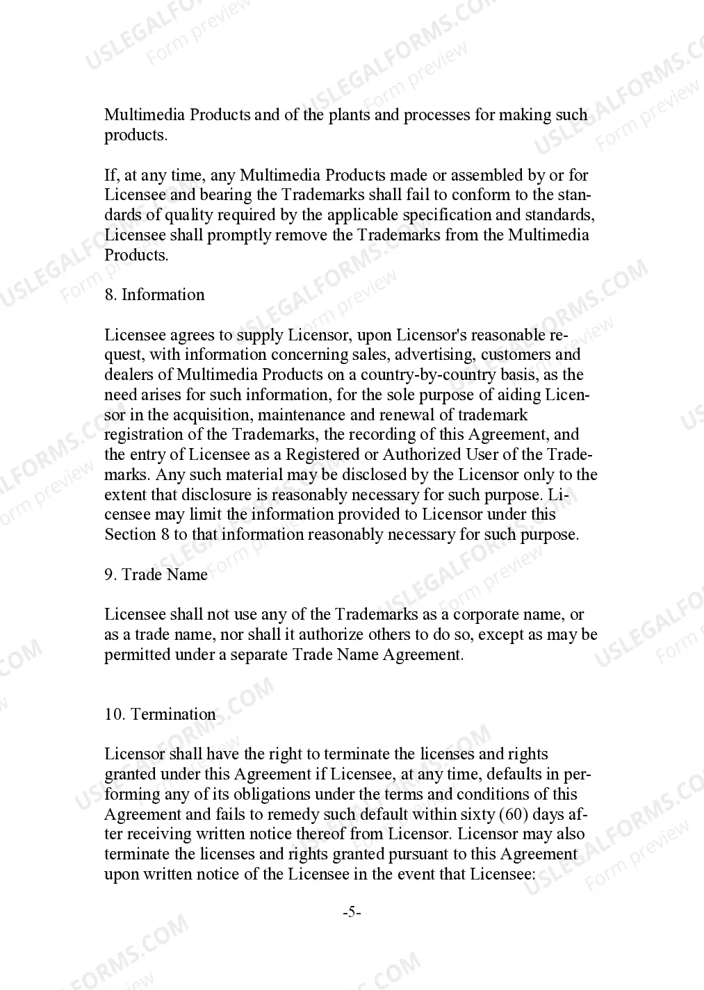 Preview Trademark License Agreement for a Multimedia Business