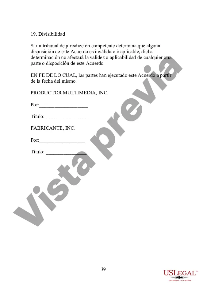 Preview Acuerdo de licencia de marca comercial para un productor multimedia