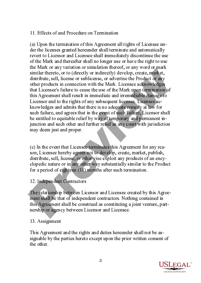 Preview Trademark License Agreement for a Multimedia Producer