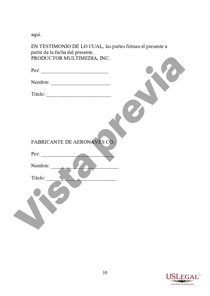 Preview Acuerdo sobre el objeto de un producto multimedia