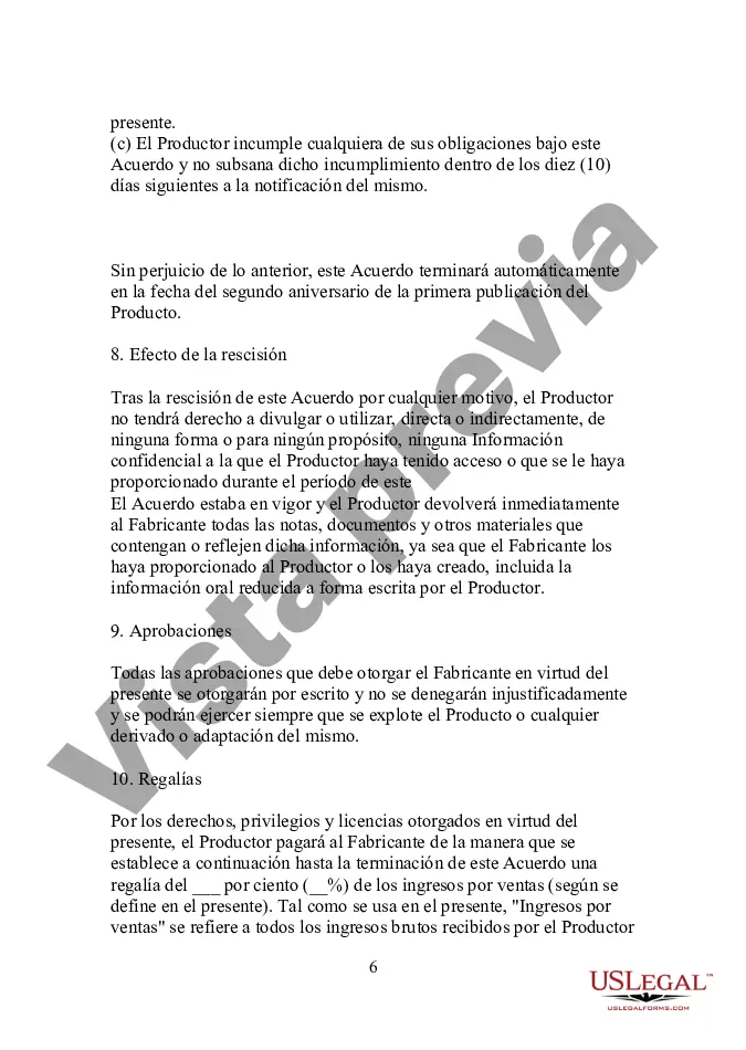 Preview Acuerdo sobre el objeto de un producto multimedia