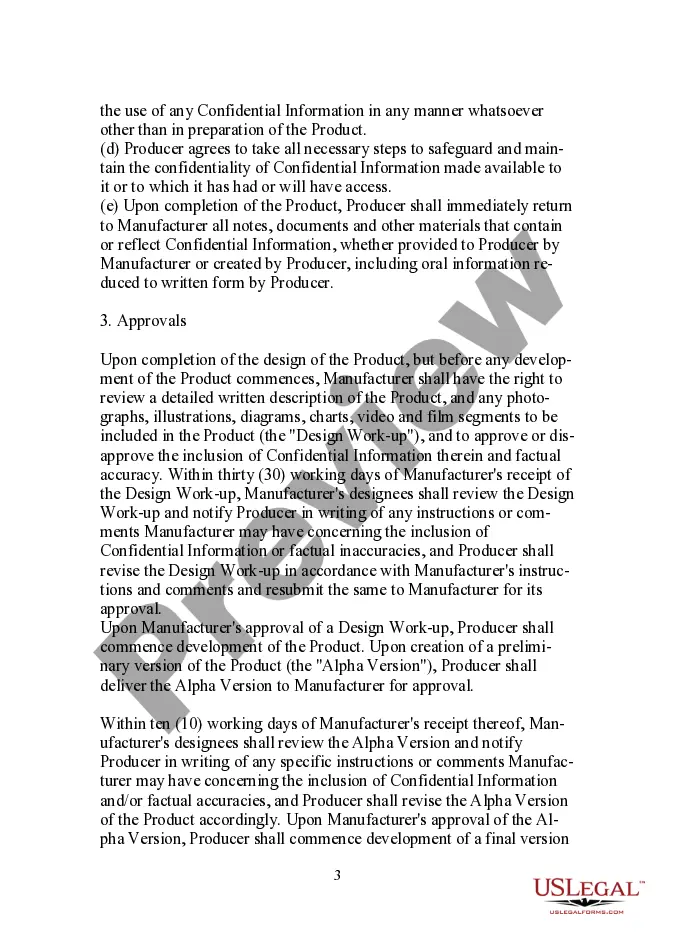 Preview Subject Matter Agreement for a Multimedia Product