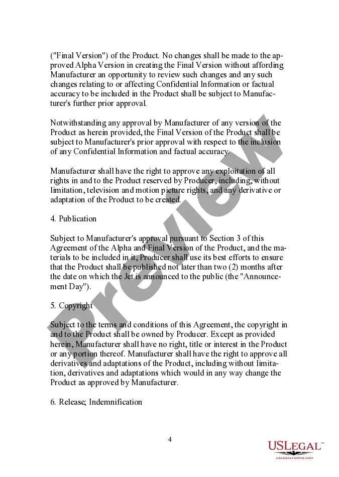 Preview Subject Matter Agreement for a Multimedia Product