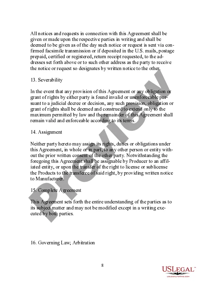 Preview Subject Matter Agreement for a Multimedia Product