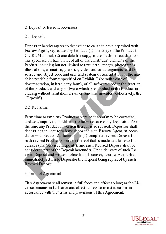 Preview Escrow Agreement between Depositor, Inc., and Multimedia Licensor, Inc.