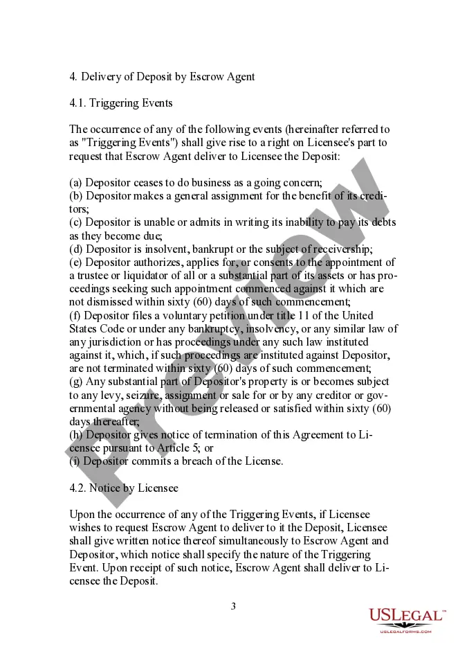 Preview Escrow Agreement between Depositor, Inc., and Multimedia Licensor, Inc.