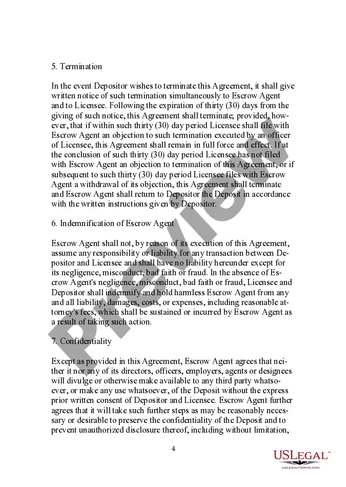 Preview Escrow Agreement between Depositor, Inc., and Multimedia Licensor, Inc.
