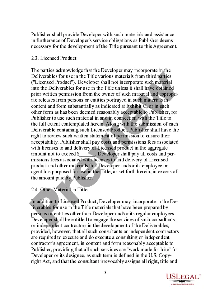 Get Publisher Oriented Compact Disc (CD) Title Development Agreement Preview Publisher Oriented Compact Disc (CD) Title Development Agreement