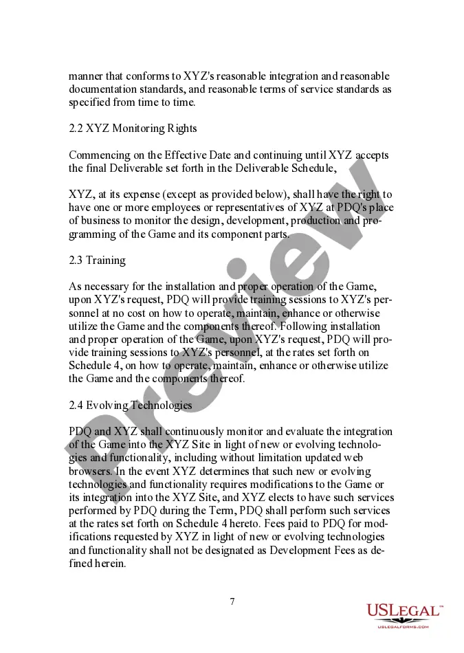 Get License and Development Agreement for Online Game Site Preview License and Development Agreement for Online Game Site