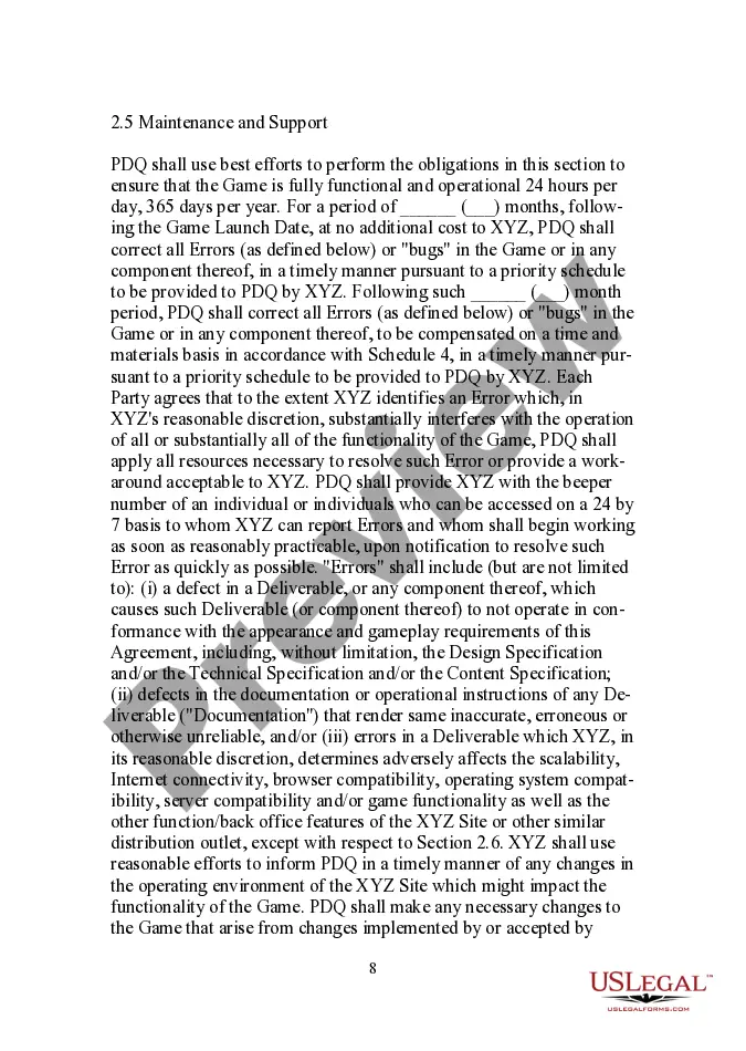Get License and Development Agreement for Online Game Site Preview License and Development Agreement for Online Game Site